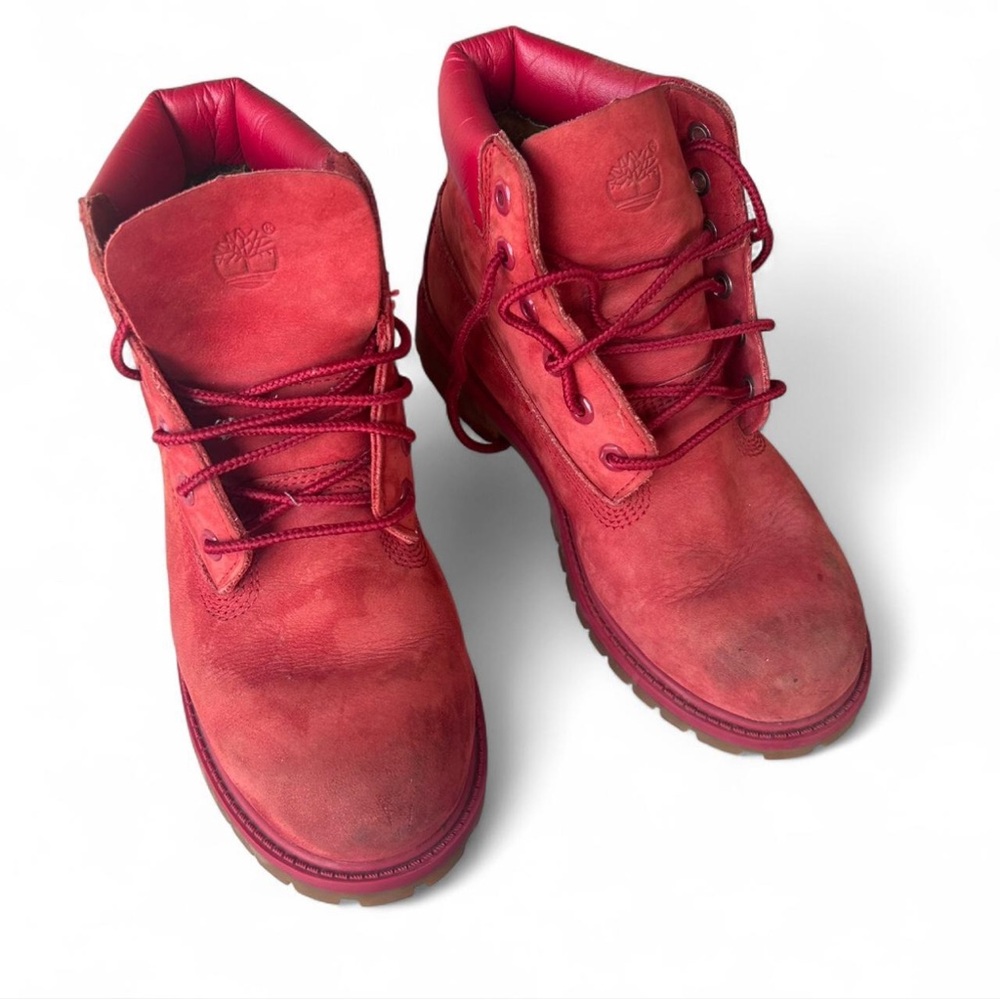 Timberland Vibrant Red Leather Boots